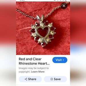 2000 Vintage stylish Red and clear heart pendant